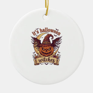 Sein Halloween Hexen Kürbis Hexenhut Mond_1 Keramik Ornament