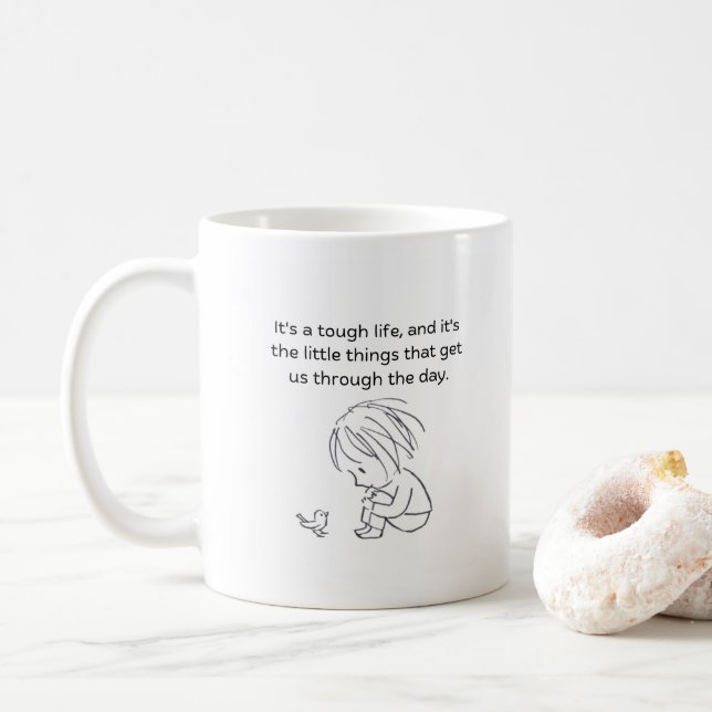 Sein hartes Leben | Motivierend Kaffeebeutel Kaffeetasse (Mit Donut)