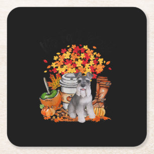sein Herbst-Schnauzer-Hund zwischen Erntedank Rechteckiger Pappuntersetzer