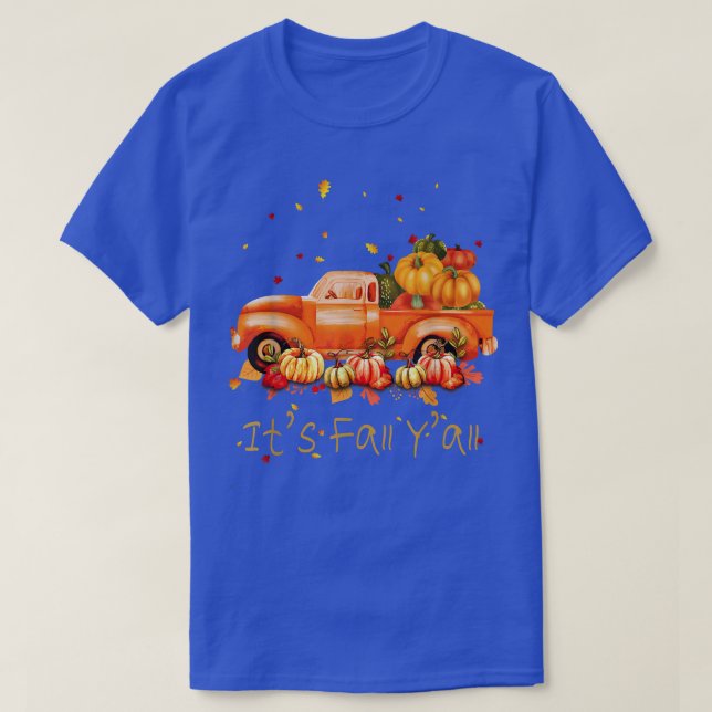 Sein Herbst-Yall-Pumpkin-LKW Herbst lässt nach als T-Shirt (Design vorne)