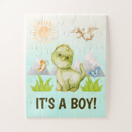 Sein Junge Dinosaurier Thema Gender Reveal Baby Du Puzzle