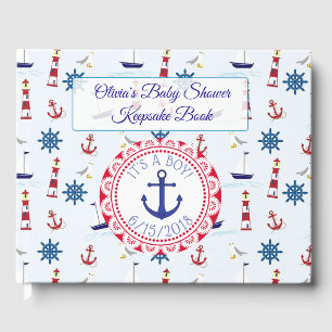 Sein Junge, Gästebuch Nautical Oceanic Baby Showbo
