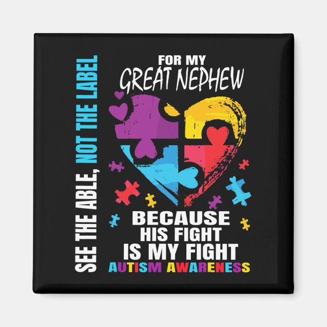 Sein Kampf Blue Great Nephew Autismus Awareness Ta Magnet (Vorne)