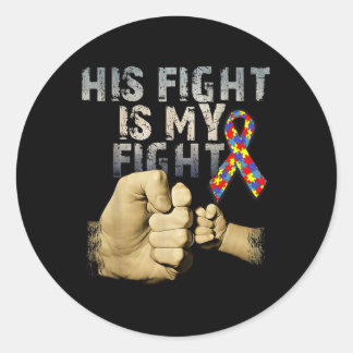 Sein Kampf ist mein Kampf gegen Autismus Bewusstse Runder Aufkleber
