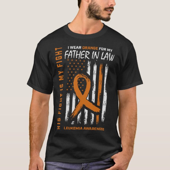 Sein Kampf Orangen Vater im Gesetz Leukämie Bewuss T-Shirt (Vorderseite)