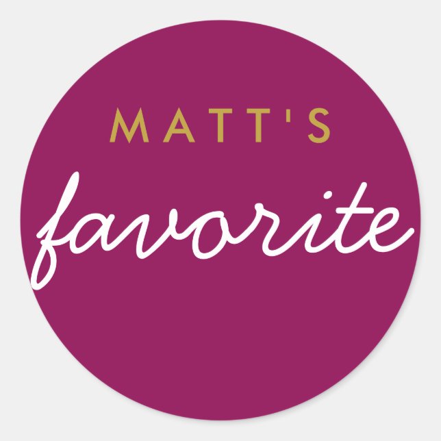 "Sein Lieblingsjause Magenta Gold" Runder Aufkleber (Vorderseite)