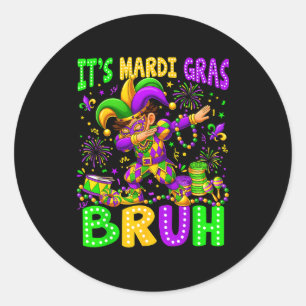 Sein Mardi Gras Bruh Dabbing Junge New Orleans Rei Runder Aufkleber
