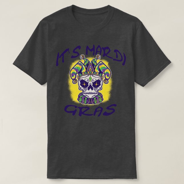 Sein Mardi Gras Lasse Party Sugar Skull TShirt (Design vorne)