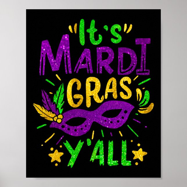 Sein Mardi Gras Yall Beads Mask Jester Hat Festiva Poster (Vorne)