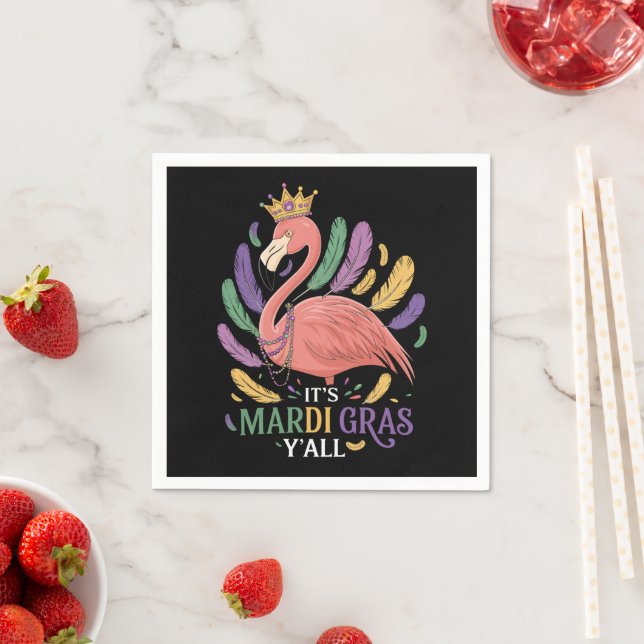 Sein Mardi Gras Y'all Flamingo Costume Serviette (Beispiel)