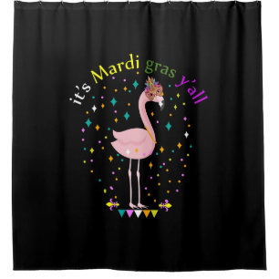 Sein Mardi Gras Yall Funny Mask Flamingo Lover Duschvorhang