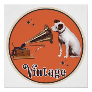 Sein Master Voice Orange Vintag Poster