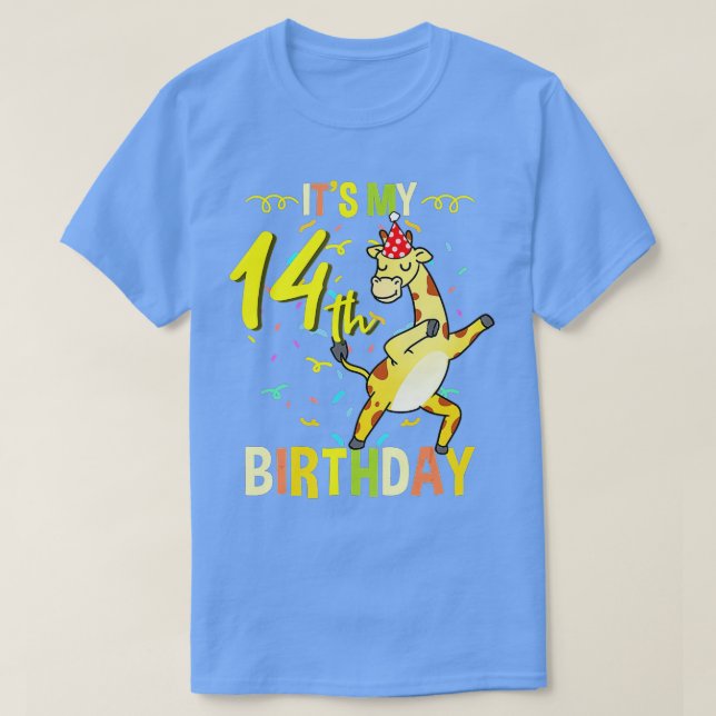 Sein mein 14. Geburtstag Dabbing Giraffe T-Shirt (Design vorne)