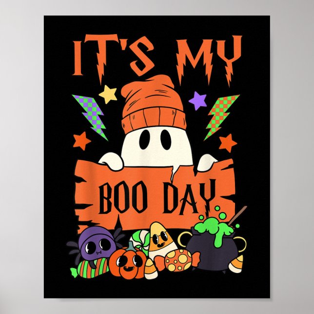 Sein "Mein Boo Day Booday" Kinder Niedlich Ghost B Poster (Vorne)