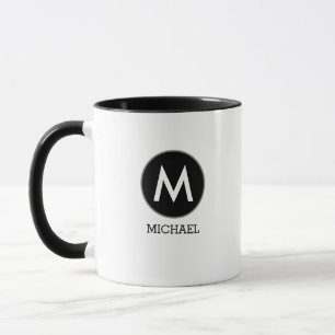 Sein Name Monogram Schwarz-weiß Tasse