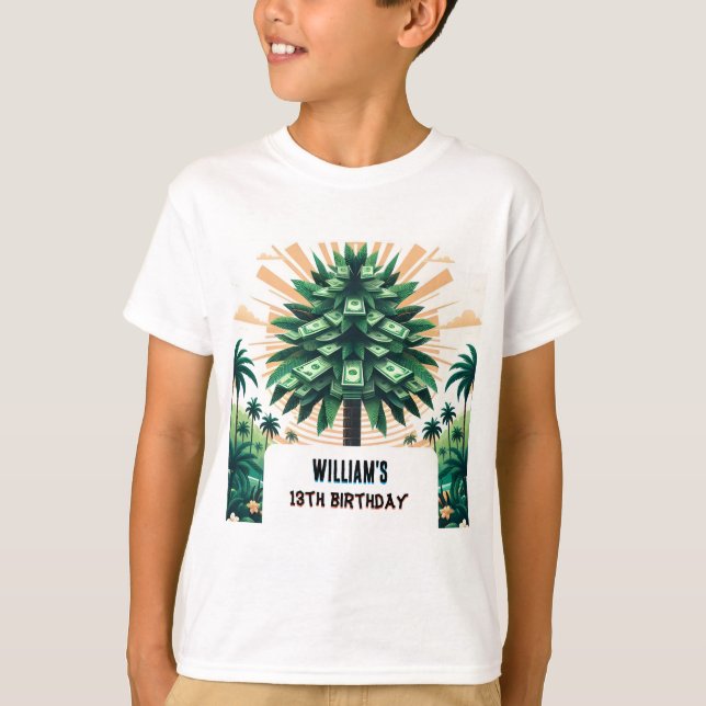 Sein Nature Cool Cash Only Money Tree 13. Geburtst T-Shirt (Vorderseite)