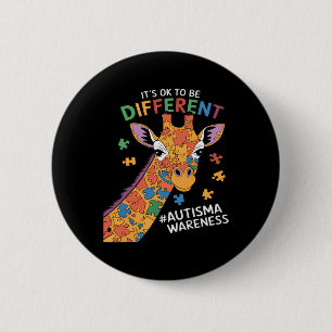 Sein Ok, ein wenig anders Giraffe Autismus Aware Button
