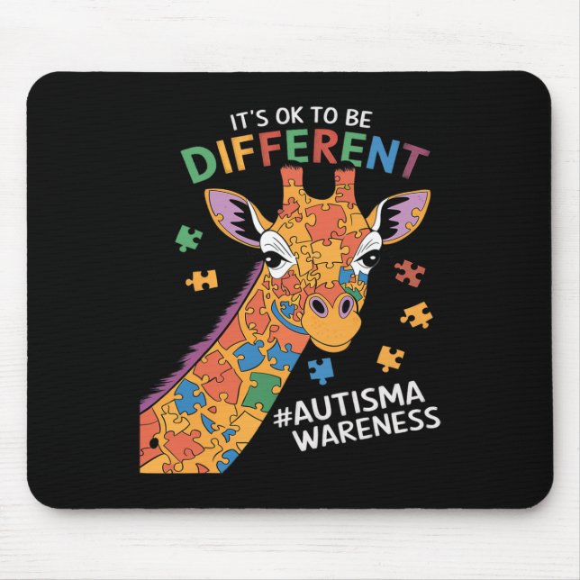 Sein Ok, ein wenig anders Giraffe Autismus Aware Mousepad (Vorne)