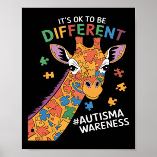 Sein Ok, ein wenig anders Giraffe Autismus Aware Poster