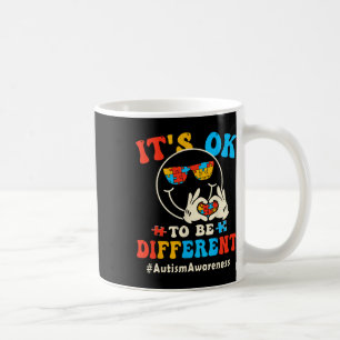 Sein Ok zu anderen Autismus Groovy Lächeln Gesicht Kaffeetasse