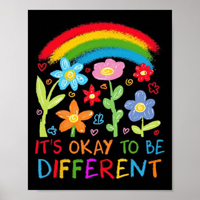 Sein Ok zu sein, anders Autismus Rainbow Boho Neur Poster (Vorne)