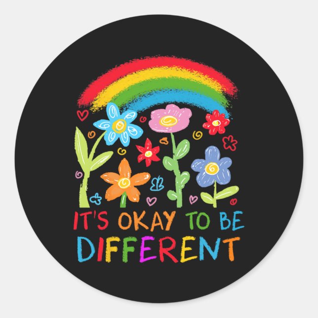 Sein Ok zu sein, anders Autismus Rainbow Boho Neur Runder Aufkleber (Vorderseite)