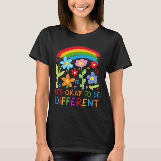 Sein Ok zu sein, anders Autismus Rainbow Boho Neur T-Shirt (Vorderseite)
