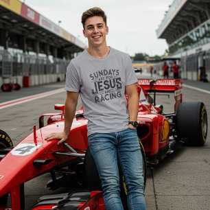 Sein "Sonntage sind für Jesus und Rennen" T-Shirt
