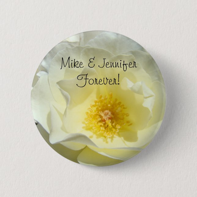Sein und ihr Name für immer! Knöpfe Rose Blume Bri Button (Vorderseite)