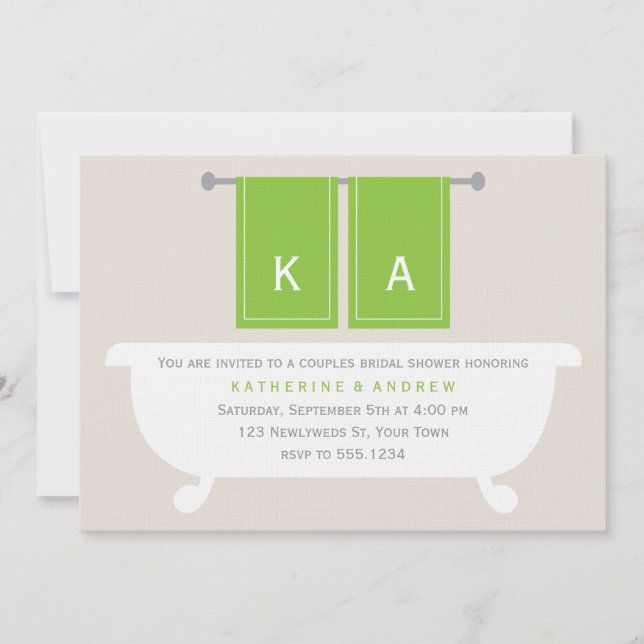 Sein und ihrs Tuch-Brautparty {Grün} Einladung (Vorderseite)