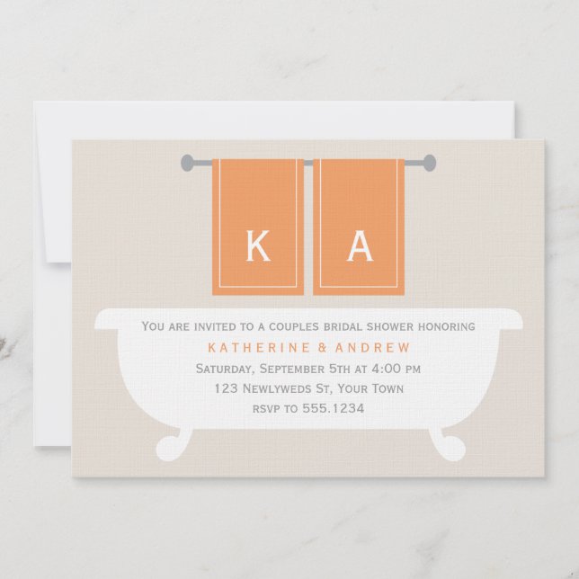 Sein und ihrs Tuch-Brautparty {orange} Einladung (Vorderseite)