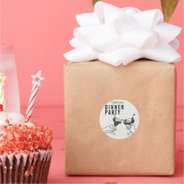 Sein und Schwarzer Retro Illustration Abendessen P Runder Aufkleber