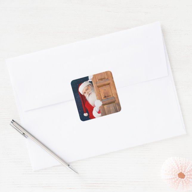 Sein Weihnachtsname Quadratischer Aufkleber (Umschlag)