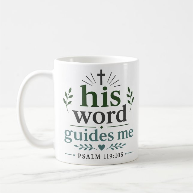 Sein Wort leitet mich Christliche Ermutigung Kaffeetasse (Links)