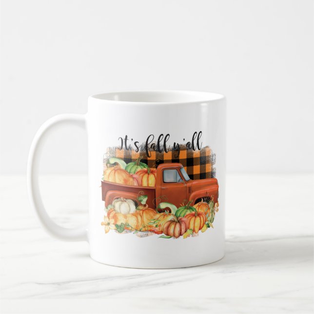 Sein Zitat vom Herbst | Vintager Lastkraftwagen mi Kaffeetasse (Links)