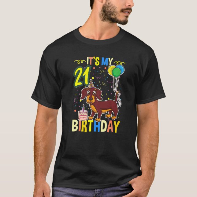 Seine 21. Geburtstagsfeier-Dackel T-Shirt (Vorderseite)