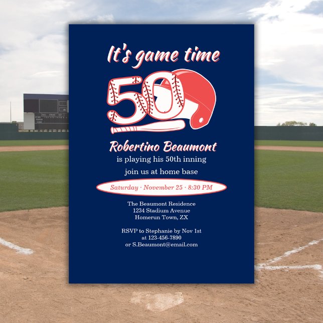 Seine 50. Innings-Baseball-Geburtstagsfeier Einladung (Von Creator hochgeladen)