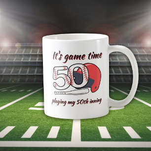 Seine 50. Innings-Baseball-Geburtstagsfeier Kaffeetasse