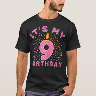 Seine 9. Geburtstagsmädchen 9 Jahre alt Donut T-Shirt