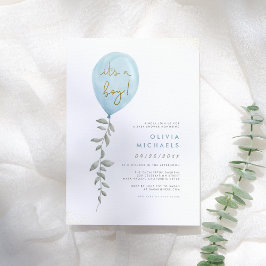 Seine A Boy Eucalyptus Greenery Balloon Baby Dusch Einladung