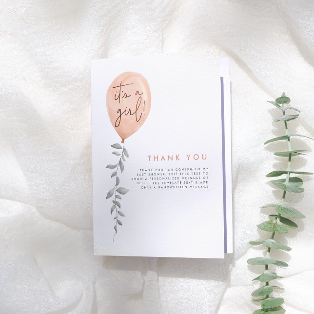 Seine A Girl Balloon Greenerenerity Baby Dusche Vi Dankeskarte (Von Creator hochgeladen)