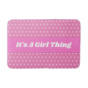 Seine a Girl Things Pink Bright Polka Dots Girly Badematte