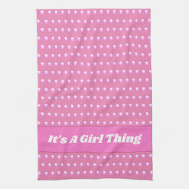 Seine a Girl Things Pink Bright Polka Dots Girly Geschirrtuch