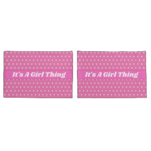 Seine a Girl Things Pink Bright Polka Dots Girly Kissenbezug