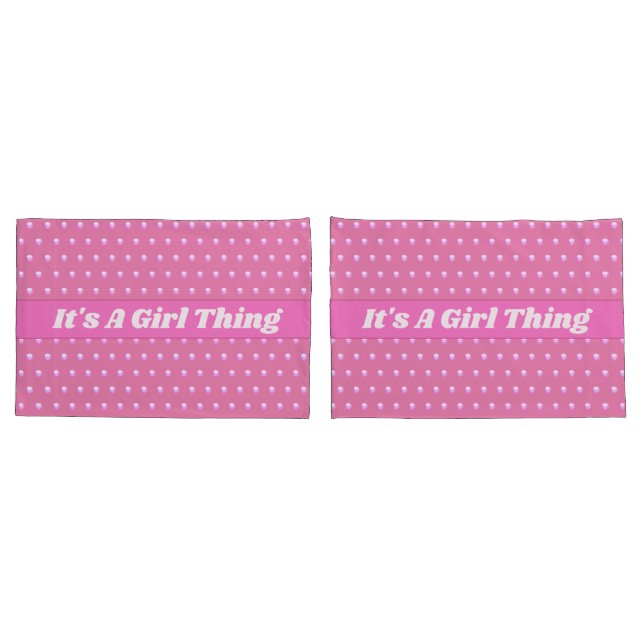 Seine a Girl Things Pink Bright Polka Dots Girly Kissenbezug (Rückseite-Set)