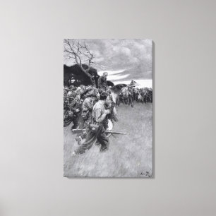 Seine Armee trennte sich vom Weinen und Schlumpfen Leinwanddruck