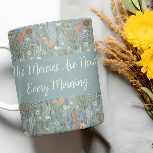 "Seine Barmherzigkeit ist jeden Morgen neu" Tasse ("His Mercies Are New Every Morning" Floral Mug)
