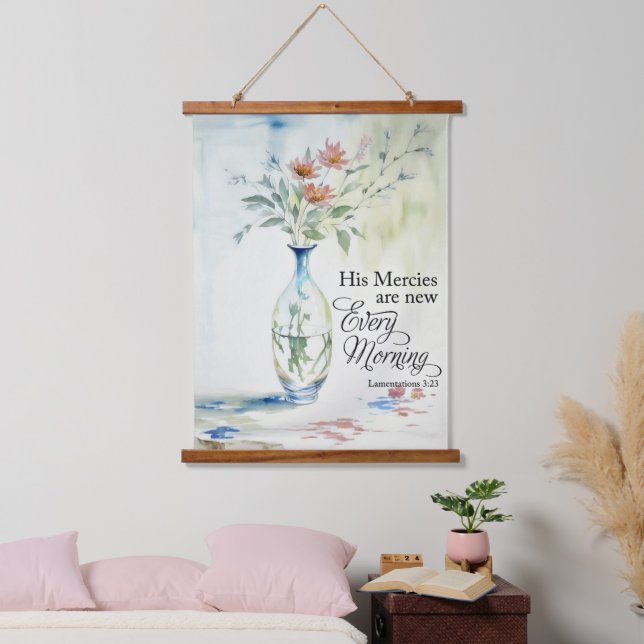 Seine Barmherzigkeit ist jeden Morgen neu Wandteppich Mit Holzrahmen (Schlafzimmer)