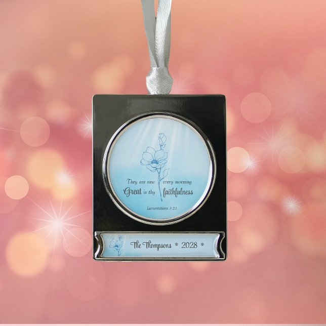 Seine Barmherzigkeit ist neu jeden Morgen Bibelver Banner-Ornament Silber (Von Creator hochgeladen)