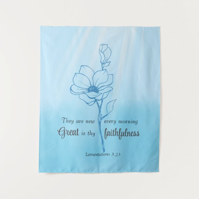 Seine Barmherzigkeit ist neu jeden Morgen Bibelver Wandteppich (Vorderseite)